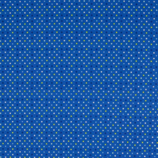 Baumwoll Druck kleine Punkte Blau/Dunkelblau/Grün/Weiß auf Blau